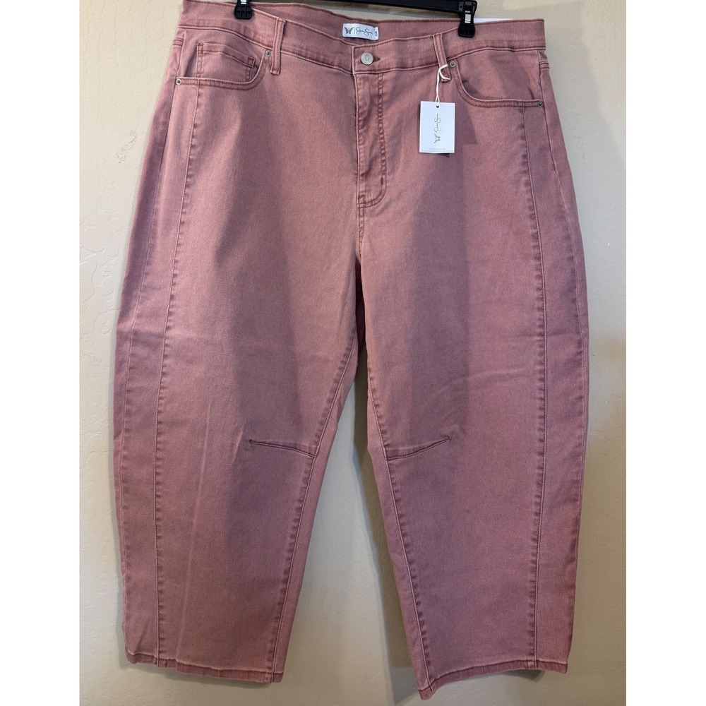 Jessica Simpson Jeans Womens 20W Sunset Pink Cropped Wide Leg High Rise NEW